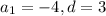 a_{1}=-4, d=3