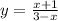 y = \frac{x + 1}{3 - x}