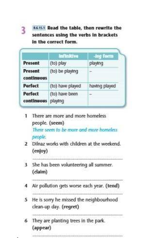 Read the table, then rewrite the sentences using the verds in drackets in the correct form​