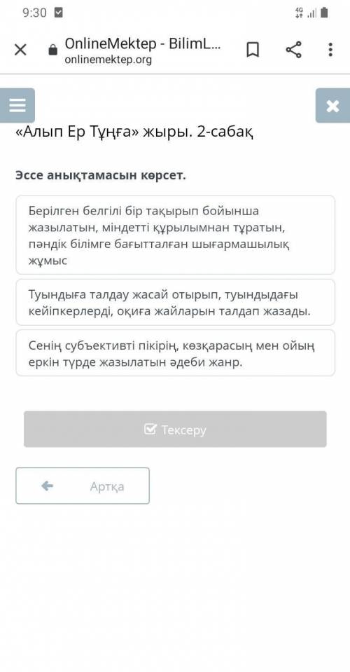 Эссе анықтамасын көрсет?помагите