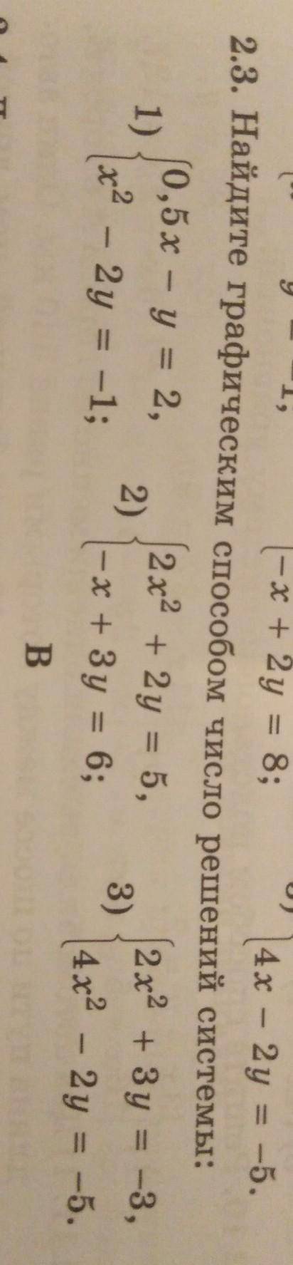 2.3. Найдите графическим число решений системы: Примеры в вложении заранее ​