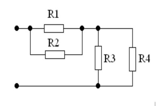 Дана цепь постоянного тока, состоящая из четырёх резисторов. Исходные данные для расчёта приведены в