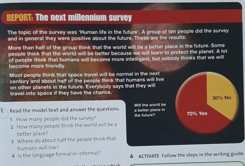 Read the model text and answer the questions, 1 How many people did the survey?2 How many people thi