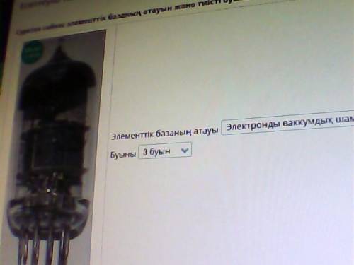 Суретке сәйкес элементтік базаның атауын және тиісті буынын анықта. 6 сынып Информатика