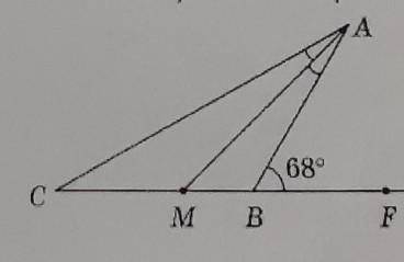В равнобедренном треугольнике ABC, где AB=AC, проведена бисекриса AM. На продолжении стороны CB за т