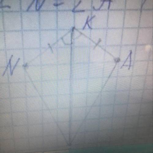 На малюнку кут NKB=AKB,NK=KA.Довести, що кутN=куту A (зробити малюнок записати дано і доведення