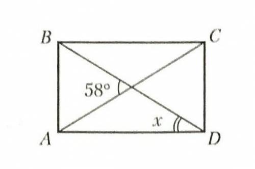 ABCD - прямоугольник. найдите угол x.​