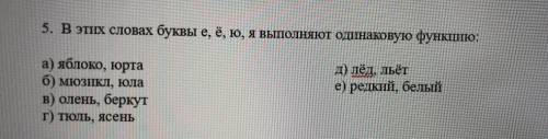 6 класс, русский язык, В этих словах буквы е, ё, ю, я выполняют одинаковую функцию правильно сделать