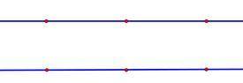 На двух параллельных прямых отметили шесть точек: три на одной и три на другой. Сколько существует ч