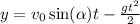 y = v_0\sin(\alpha)t - \frac{gt^2}{2}