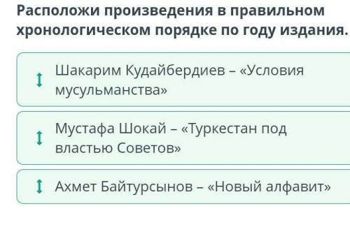 Расположи произведения в правильном хронологическом порядке по году издания. Мустафа Шокай – «Туркес