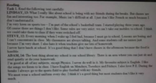 Write TRUE (T) or FALSE (F). Correct only the false statements. 1. Lindsay thinks her lessons are bo