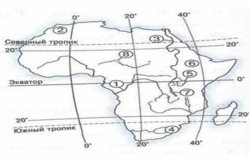 Задание №5. Назовите географические объекты, указанные на карте (Африка) цифрами 2 горы, 3 река​