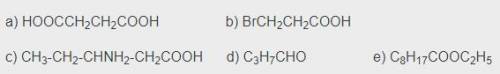 Приведены формулы веществ Поделить на: Аминокислота Карбоновая кислота Сложные эфиры Галогенкарбонов