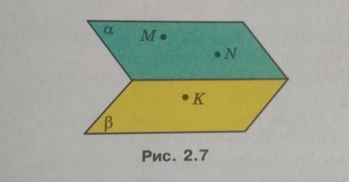 Українською: Точки M і N належать площині альфа, а точка K - площині бета. Побудуйте пряму перетину