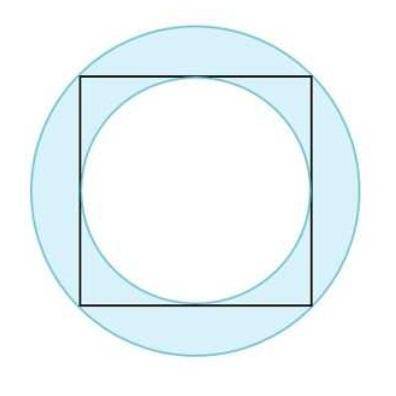 Геометрия 9 н11 Площадь круга Квадрат со стороной 14. Найдите площадь закрашенной фигуры