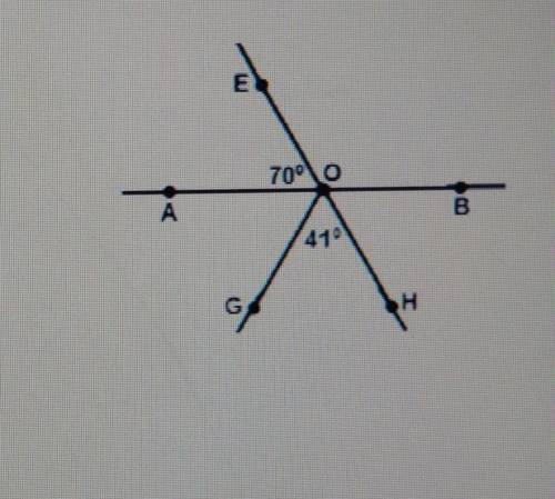A)запишите угол смежный <HOB b)запишите две пары вертикальных угловc)вычеслите величину <HOBd)