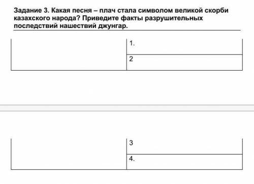 Задание 3. Какая песня - плач стала символом великой скорби казахского народа? Приведите факты разру