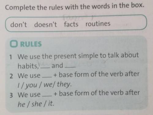 Complete the rules with the words in the box