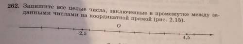 262. Запишите все целые числа, заключенные в промежутке между заданными числами на координатной прям