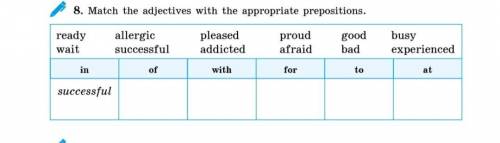 Match the adjectives with the appropriate prepositions.