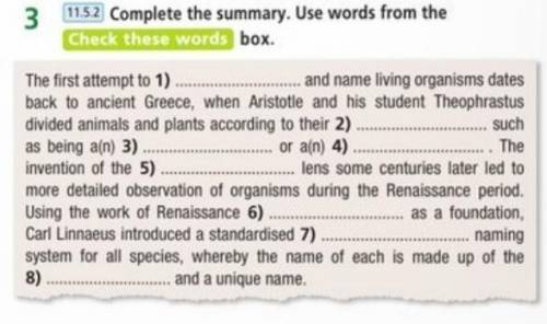 Complete the summary. Use words from the box