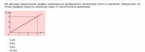 На рисунке представлен график зависимости пройденного пешеходом пути от времени. Определите по этому