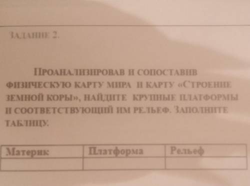 ПРОАНАЛИЗИРОВАВ И СОПОСТАВИВ ФИЗИЧЕСКУЮ КАРТУ МИРА И КАРТУ «СТРОЕНИЕ ЗЕМНОЙ КОРЫ», НАЙДИТЕ КРУПНЫЕ П