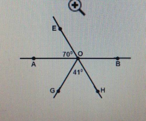 A) Запишите угол смежный HOB; b) запишите две пары вертикальных углов; с) вычислите величину AOG;d)