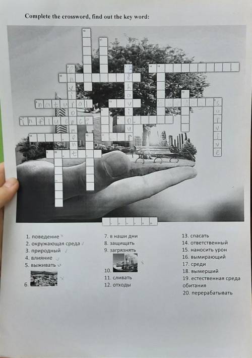 Complete the crossword, find out the key word: 1, поведение :2. окружающая среда у3. природный с4. В