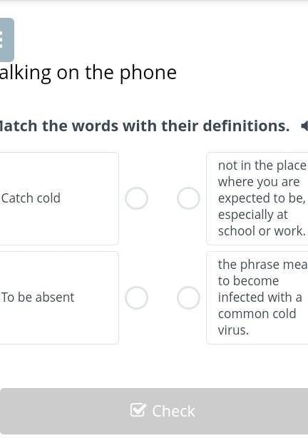 Match the words with their definitions.​