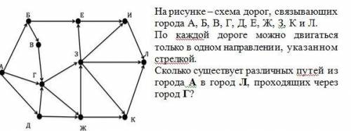 решить задачу.Найдите все пути из города а в город л,проходящих через город г