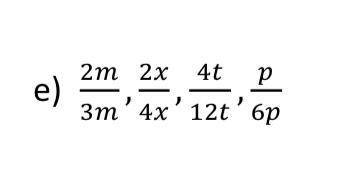 Сократить дробь: 2m/3m. 2x/4x. 4t/12t. p/6p