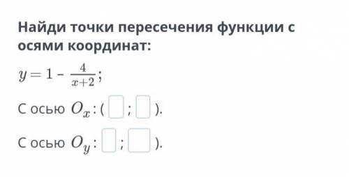 Найди точки пересечения функции с осями координат: