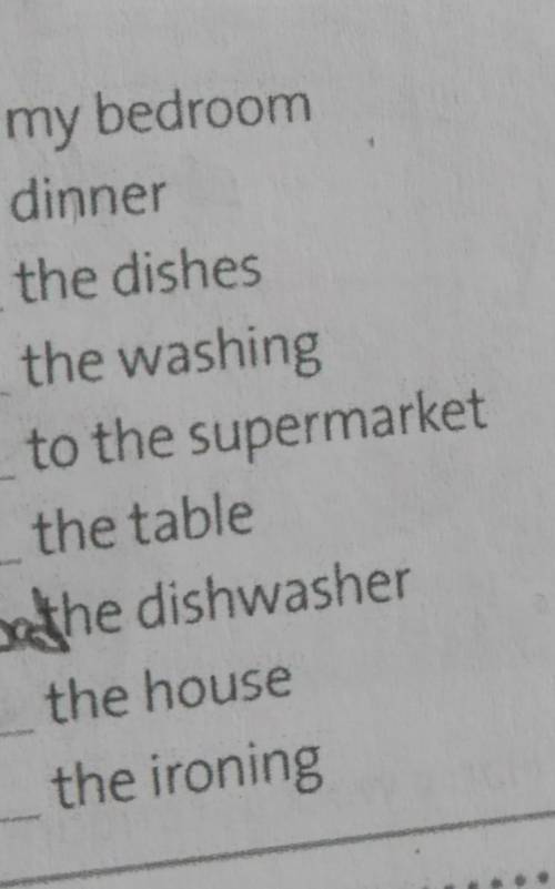 complete the housework activities with the verbs below. clean cook do(2x) go load/ unload set tidy w