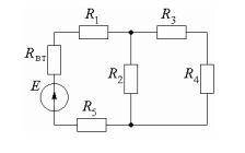 2. Для схемы заданы: R1=2 Ом R2=30 Ом, R3=12 Ом, R4=8 Ом, R5=1,5 Ом, E=160 В, Rвт=0,5 Ом. Определить