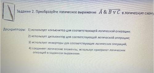 Преобразуйте логическое выражение логическую схему. Выполнить полностью