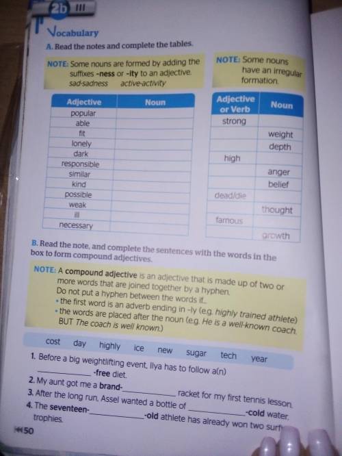 Read the notes and complete the tables. Ex a, b