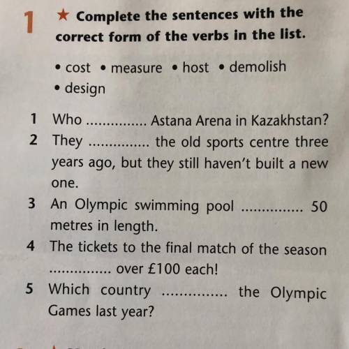 Complete the sentences with the correct form of the verbs in the list