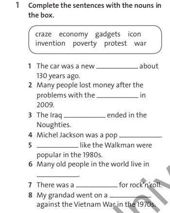 Complete the sentences with the nouns in the box