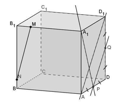 Ниже представлено изображение Куба ABCDA₁B₁C₁D₁. Определите расположение пары следующих прямых. QP и