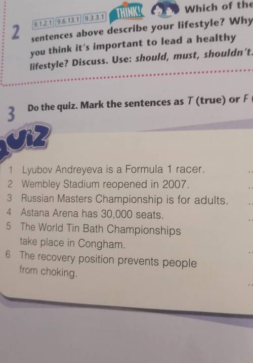 Do the quiz. Mark the sentences as t or f 1. Lyubov Andreyeva is Formula 1 racer. 2. Wembley Stadiu