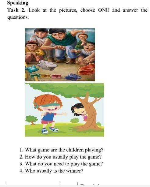 1. What greme are the children playing? 2. How do you usually play the game?3. What do you need to p