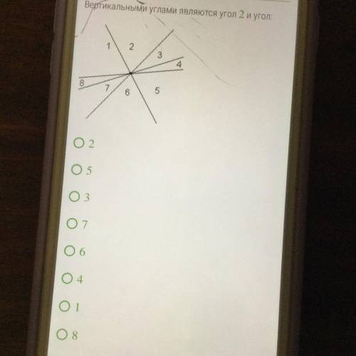 Вертикальными углами являются угол 2