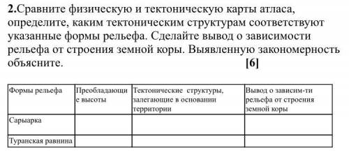 Сравните физическую и тектоническую карты атласа, определите, каким тектоническим структурам соответ