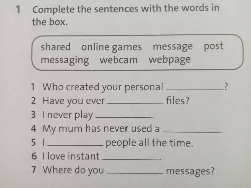 Complete the sentences with the words in the box