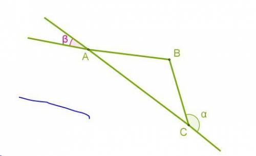Точки A и C лежат на одной прямой, точка B не лежит на этой прямой, но находится на одинаковых расст