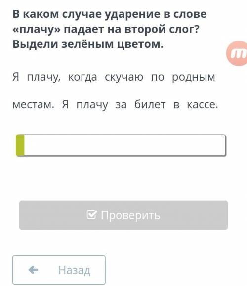 В каком случае ударение в слове «плачу» падает на второй слог? Выдели зелёным цветом.​