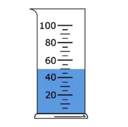 Определите цену деления измерительного цилиндра (мензурки) и измерьте объём налитой воды.
