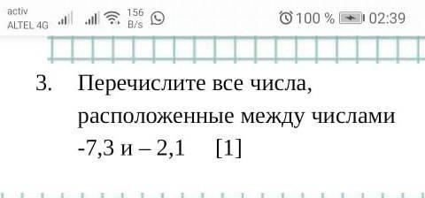 Перечислите все числа расположенными между числами -7,3 и 2,1​